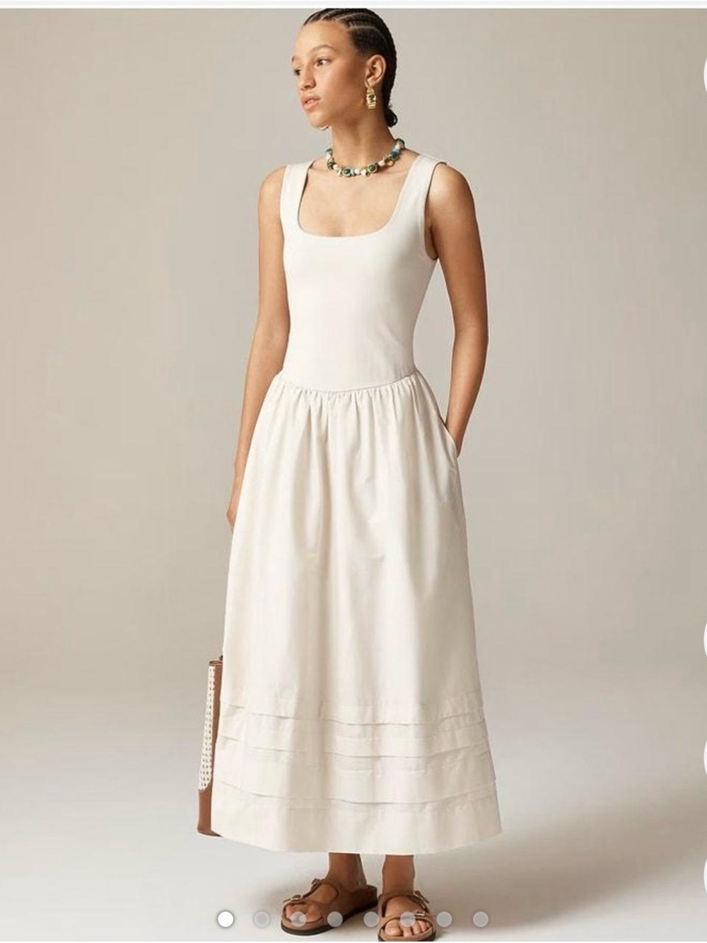 J Crew Sleeveless Cream Maxi Skirt Dress - XL Tall